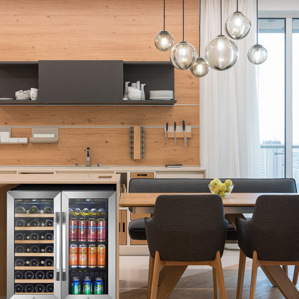 Lanbo Freestanding Refrigeration 29.5'' width 33 Bottle and 70 Can Dual